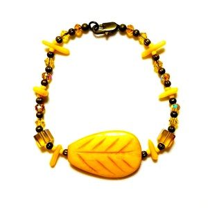 Handmade Yellow Leaf Bracelet